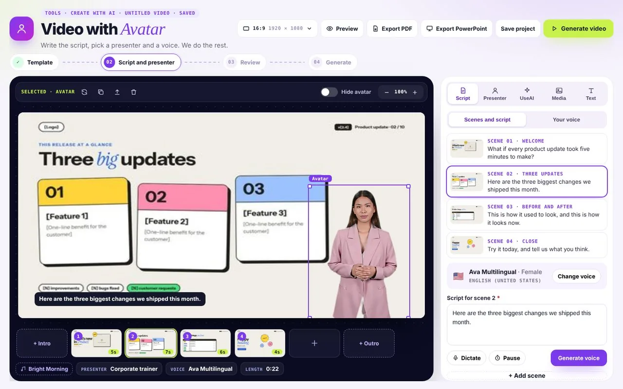 Video with Avatar: Write the script