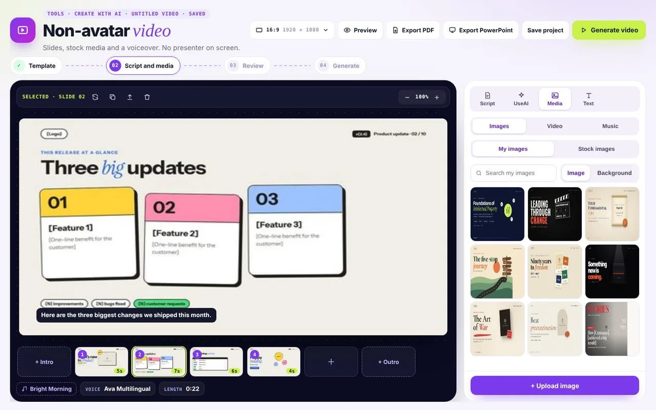 Non Avatar Videos: Add media
