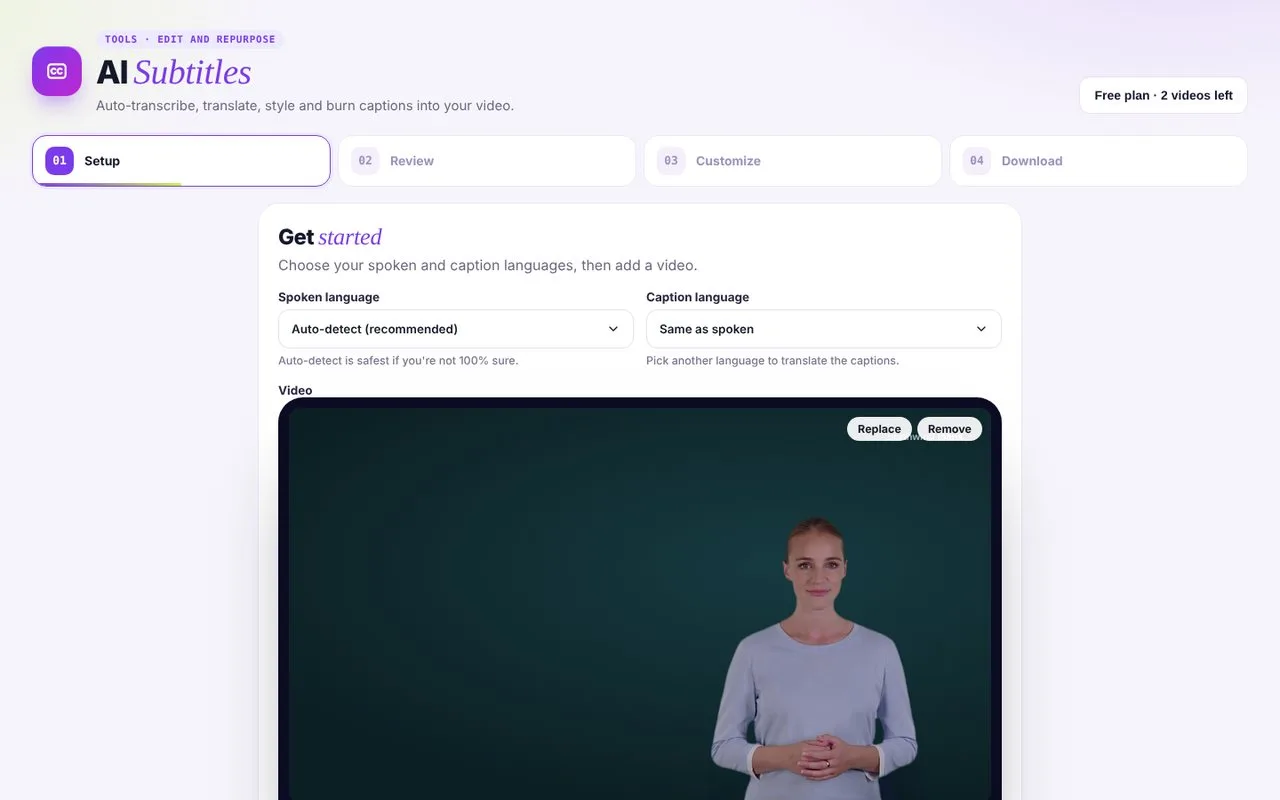 AI Subtitles: Add your video